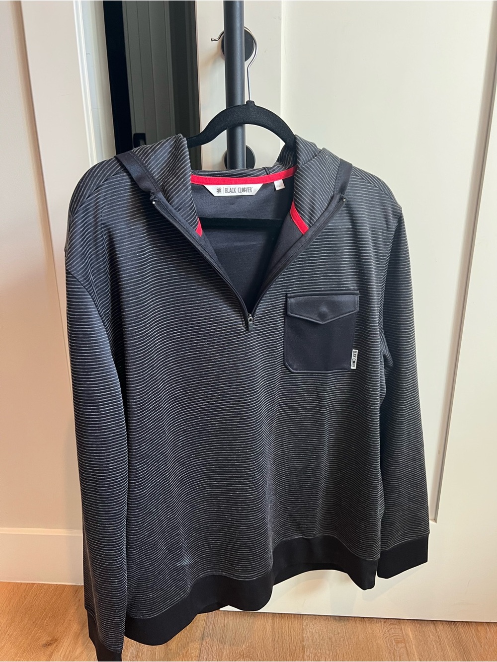 Black Clover Men's Black Striped Half-Zip Hoodie